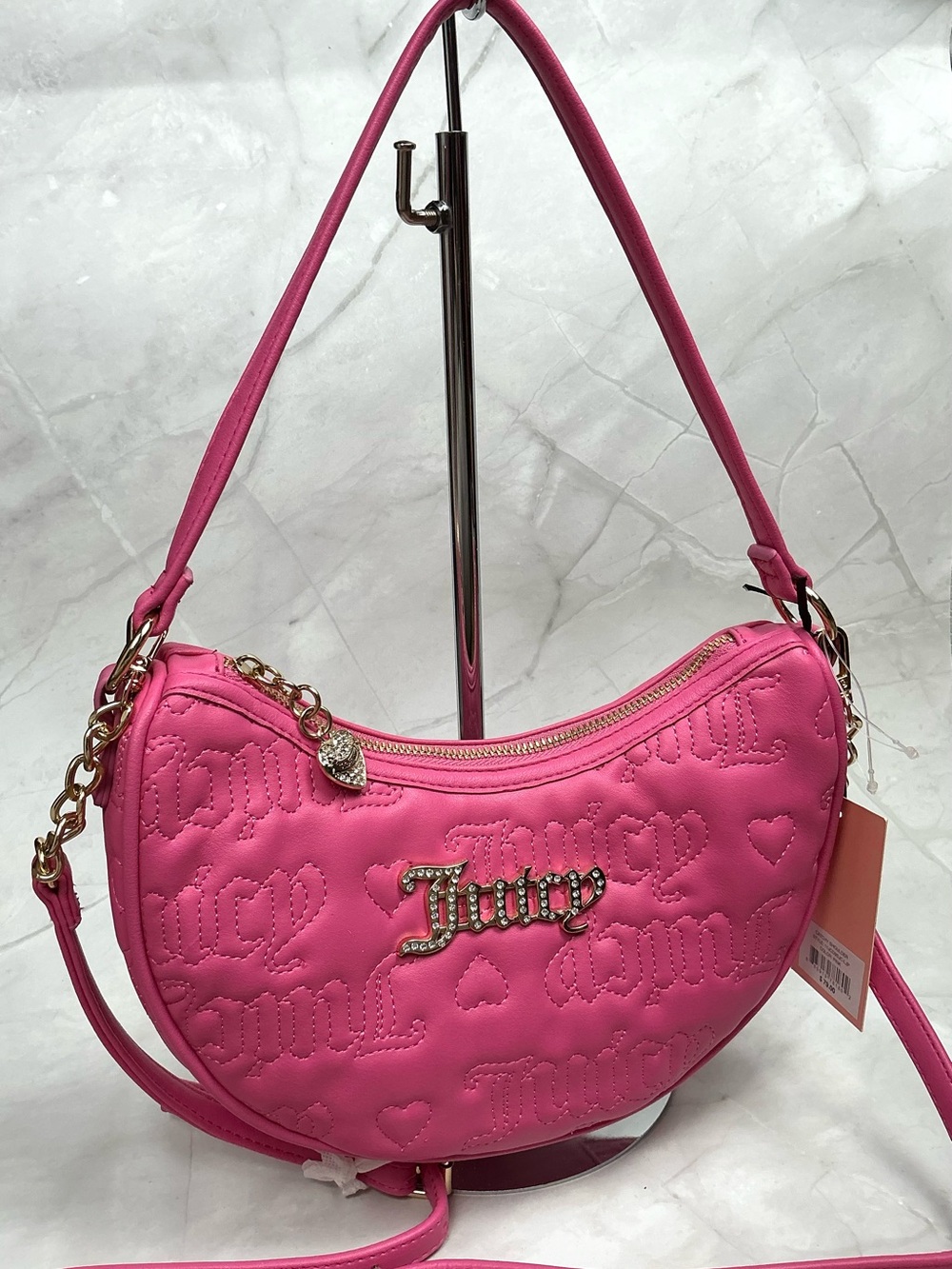 Juicy Couture Pink Rhinestone Logo Crossbody Bag NWT